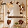Bird Standing Branch Wooden Parrot Swing Toy Hanging Perch Stand with Pinecone/Bell Cage Natural Wood Toy for Parakeet Cockatiel Finches Conures