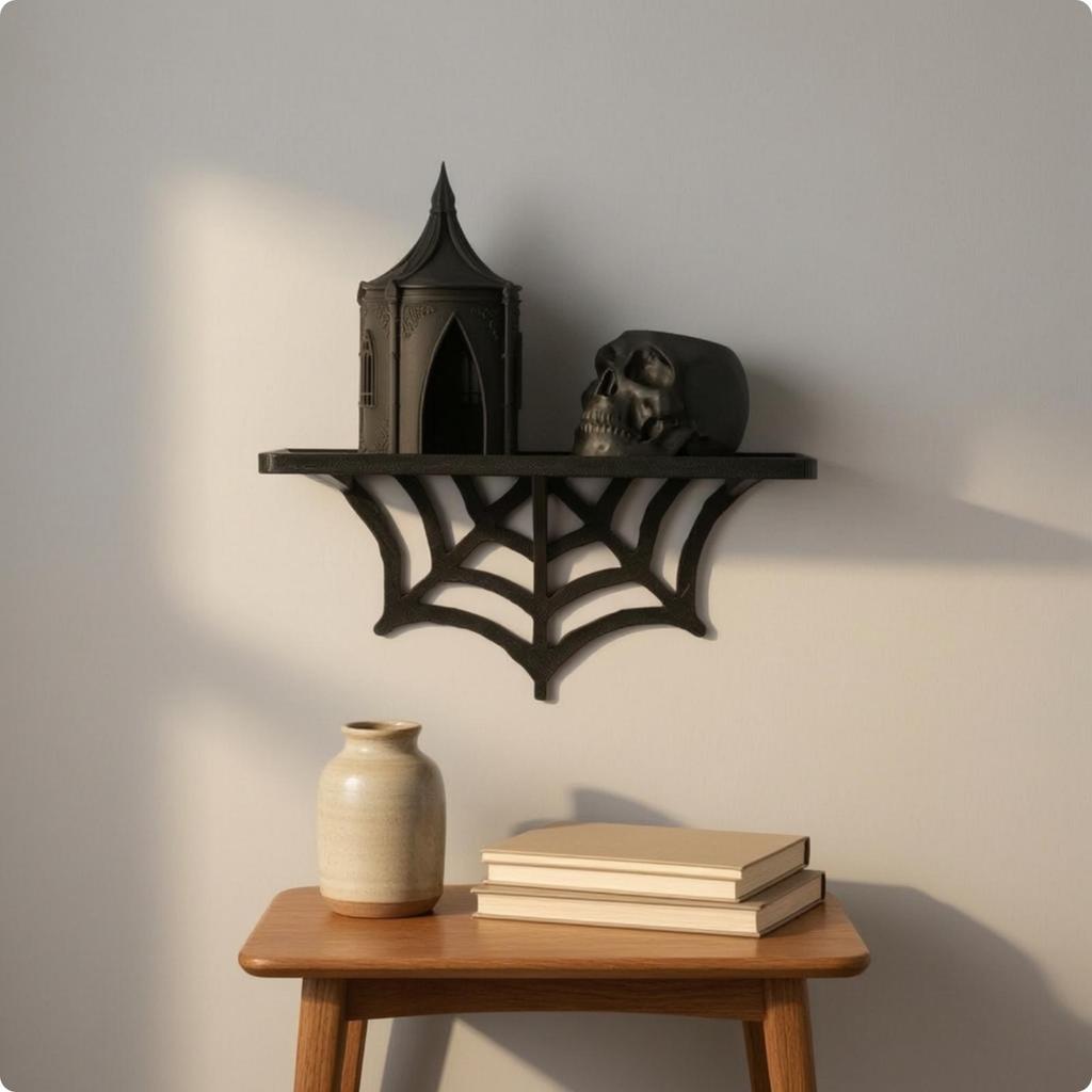 Spiderweb Display Shelf Modern SingleTier Decorative for Desk, Bedroom Decor, Entryway