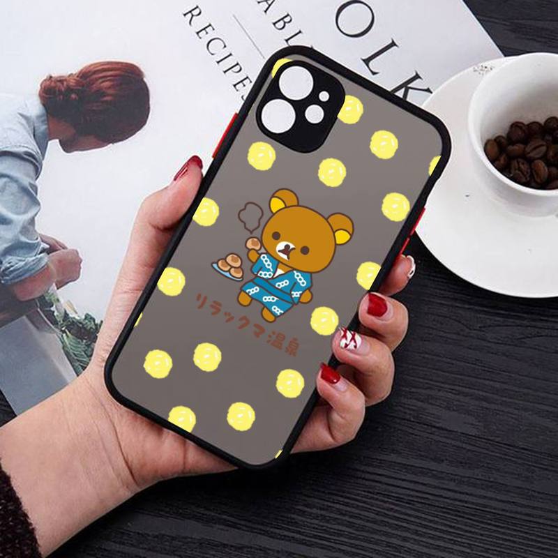 Rilakkuma Phone Case for iPhone X XR XS 7 8 Plus 11 12 13 Pro MAX 13mini Translucent Matte Case