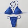 2025 European & American Solid Color Lace-Up Soft Cup Triangle Bikini