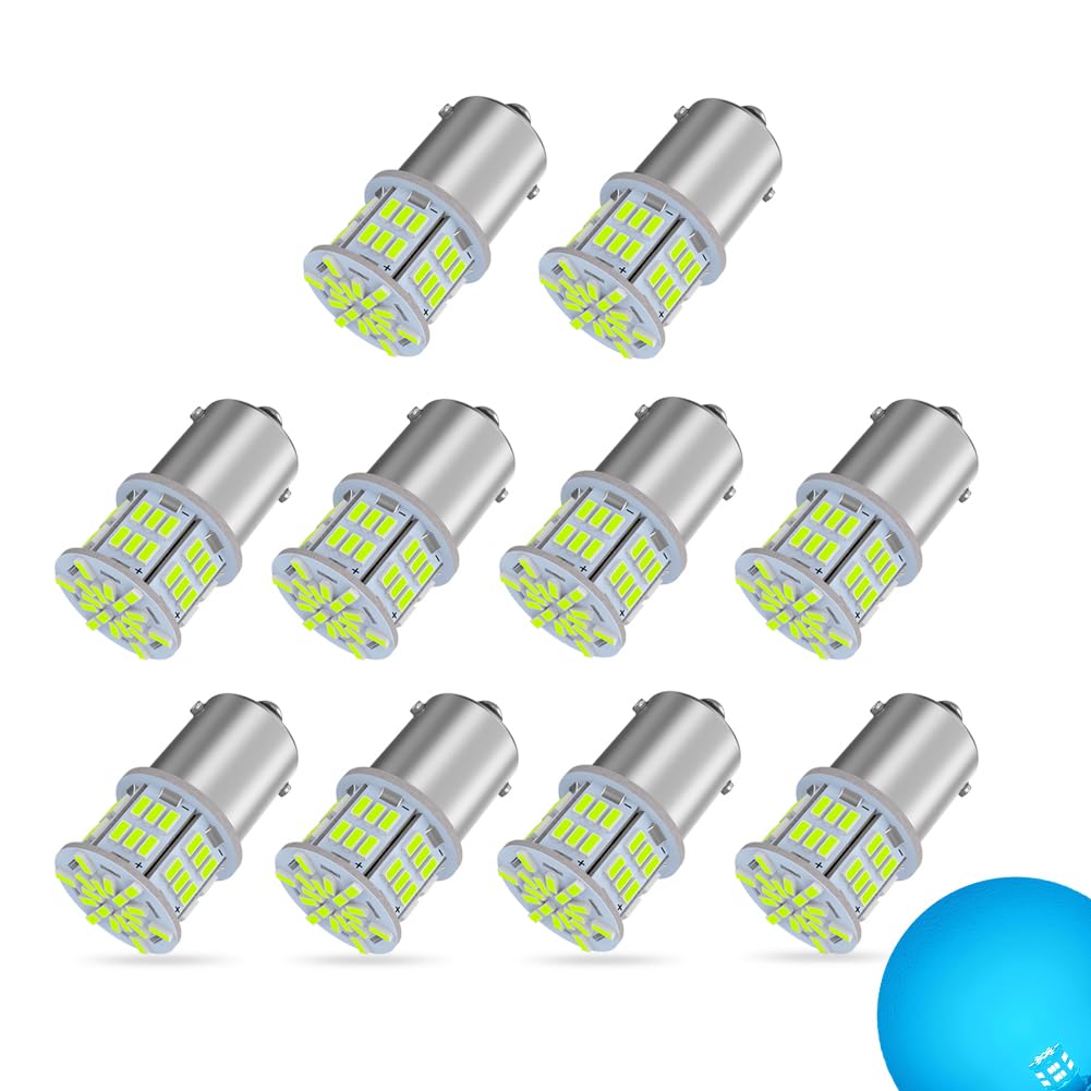 S25 LED Single Ice Blue Explosive Glow G18 BA15s P21W 54 Rows 3014SMD Truck