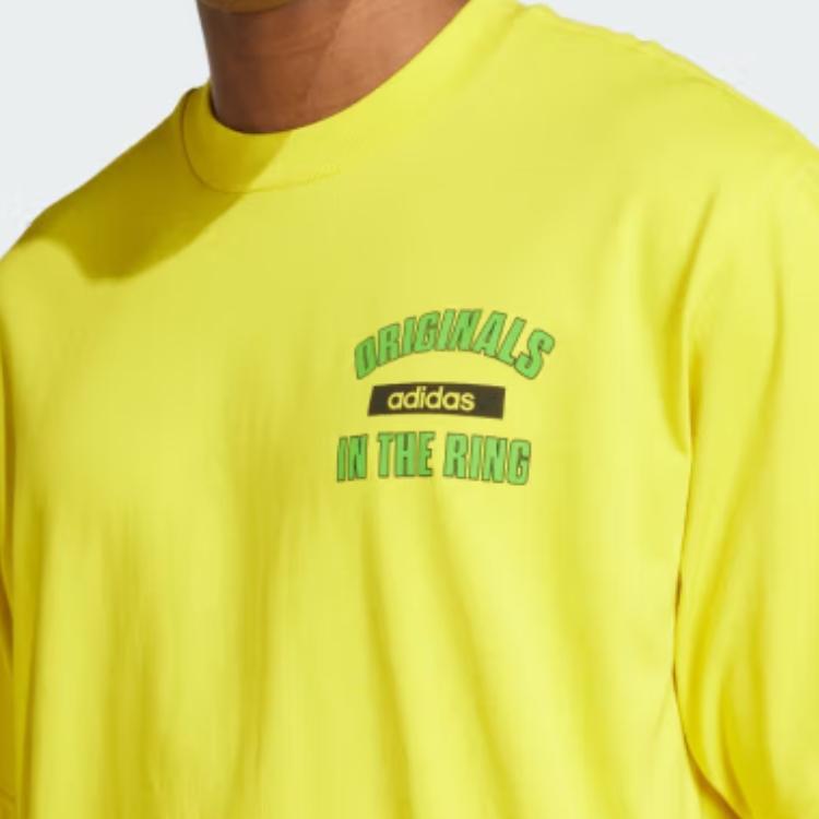 Adidas Originals Skin-Friendly Comfortable Soft Breathable Fashionable Dopamine Short Sleeve T-Shirt Men T-Shirts Yellow KA4559