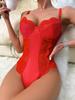 European & American Patent Leather Lace Bodysuit - Women's Sexy Lingerie Set