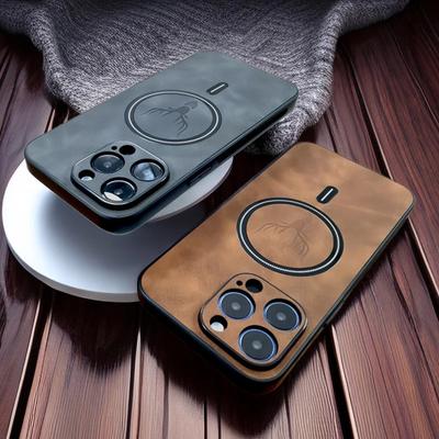 Luxury PU Leather Case For iPhone 15 14 13 12 11 Pro Max 15Pro 14Pro 13Pro iPhone15 iPhone14 For Magsafe Wireless Charge Cover
