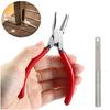 Compact Guitar Fret Removal Tool 4.7 Inch Flat Jaw Metal Pliers with Red Grip Handles for Refret Repair Tasks Use