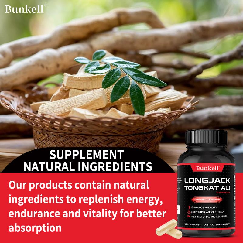 Longjack Tongkat Ali Extrakt 500 mg Nahrungsergänzungsmittel, 120 Kapseln pro Flasche