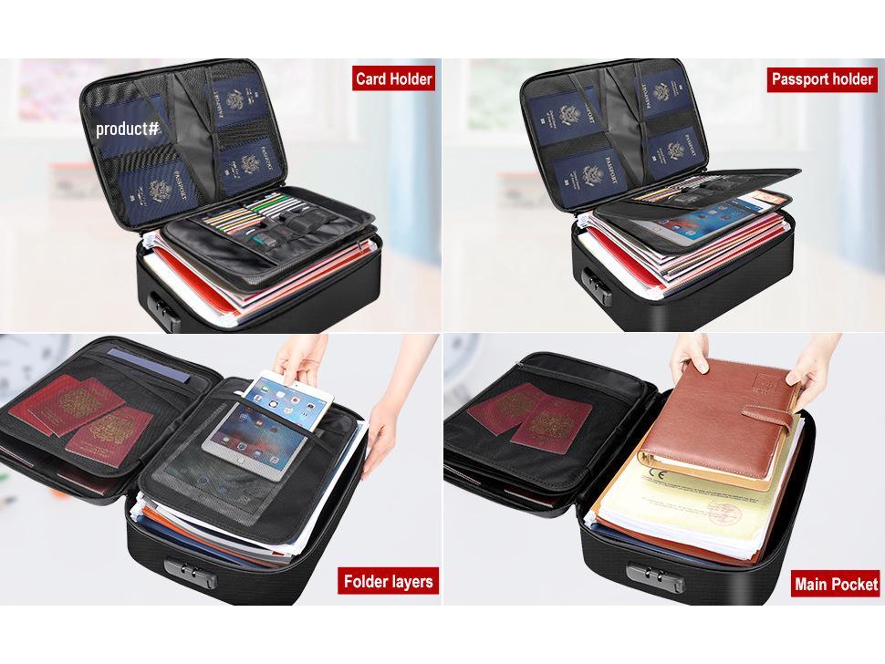 Fireproof Multi-Layer Document and Passport Organizer Bag
