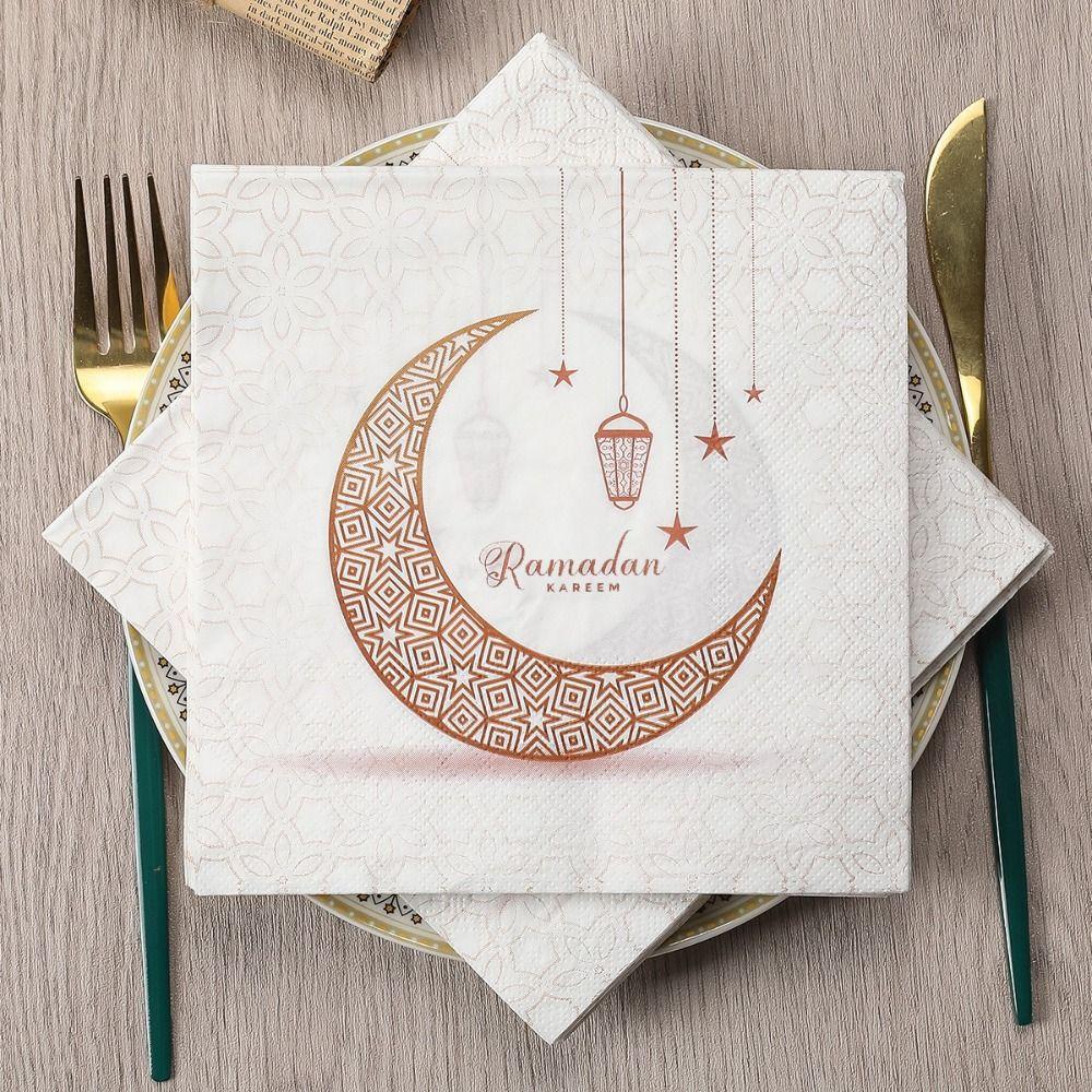 Colorful Moon-Patterned Napkins Golden Moon White Printed Napkins 20 Pieces Star Patterns Disposable Paper Tissues Kitchens