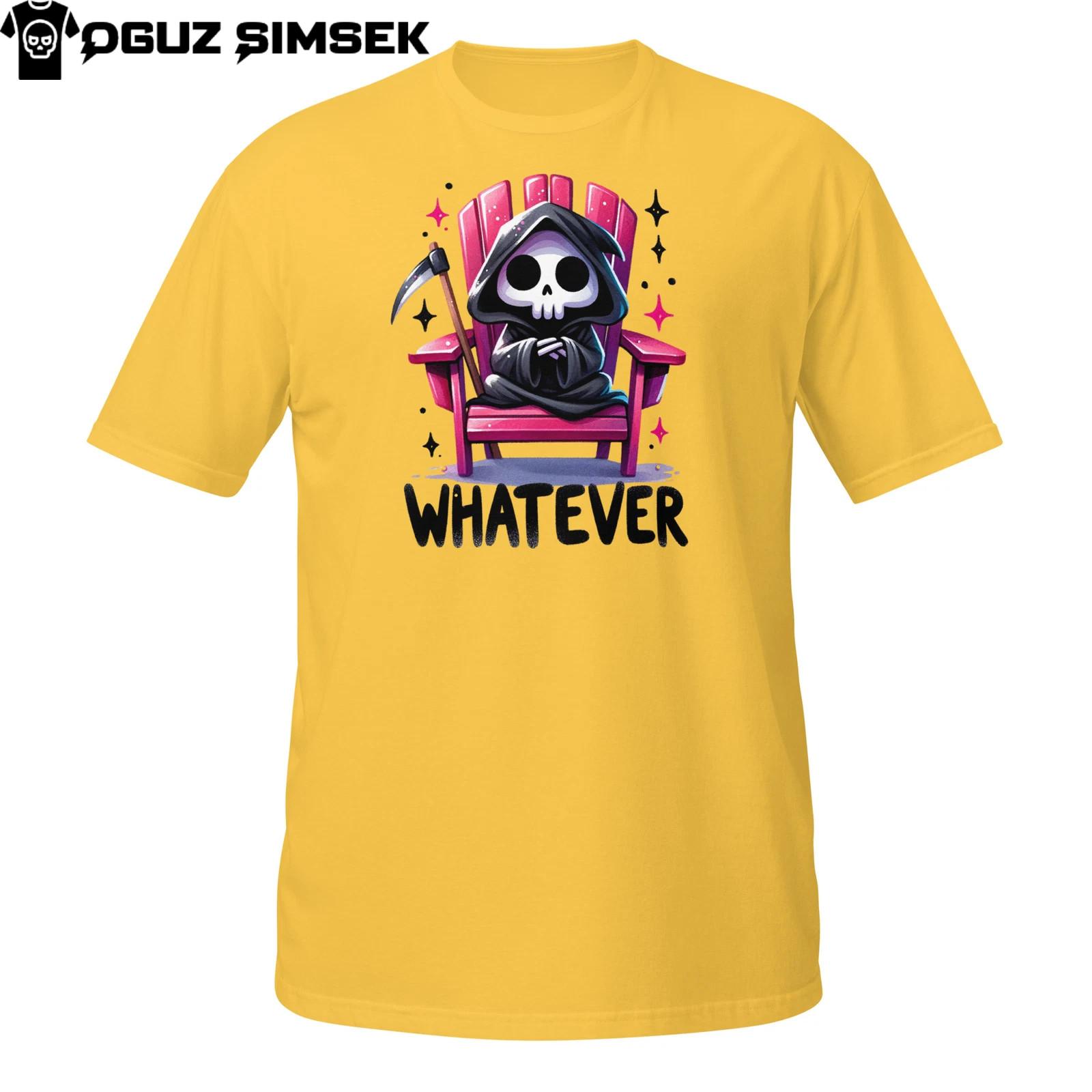 Funny Grim Reaper Whatever T-Shirt Mens Womens Tees Top | Relaxed Skeleton Attitude Tee Gift XL
