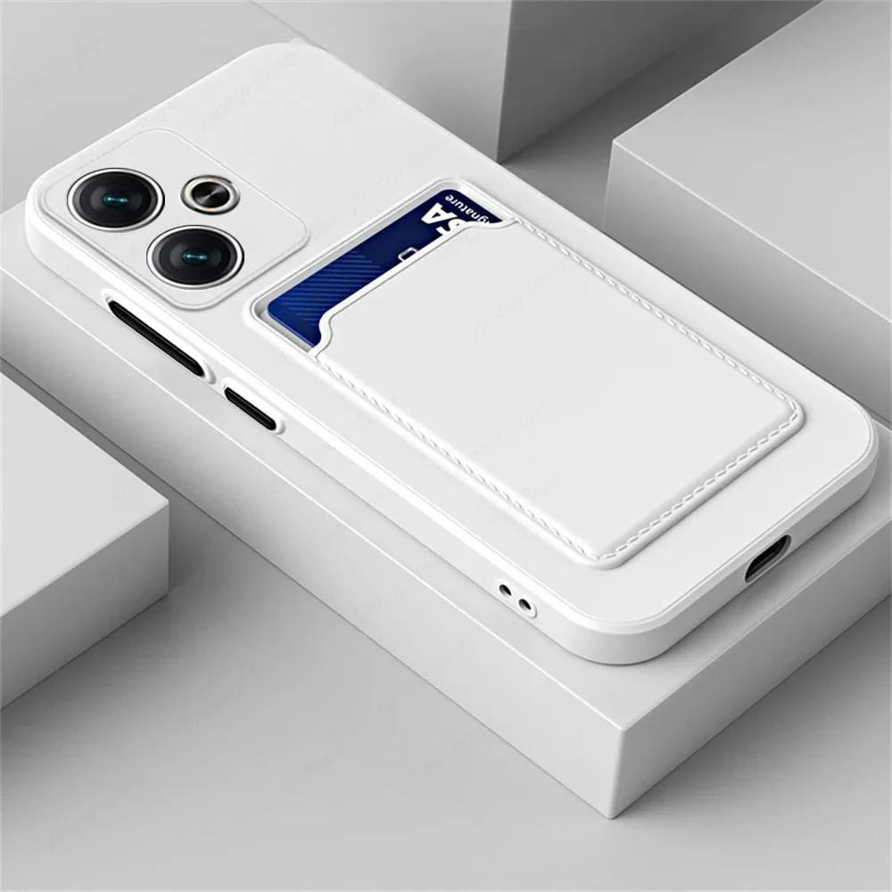 Silicone Card Wallet Case for Xiaomi Redmi 13 4G 13C 12C 12 10C 10A 9C 9A Soft Shockproof Card Slot Soft Bumper Back Full Protection Cover