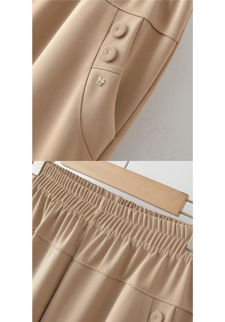 Summer High-Waisted Wide-Leg Pants for Middle-Aged Women