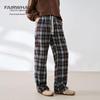 Mark Fairwhale Women's High-Waist Plaid Wide-Leg Casual Pants