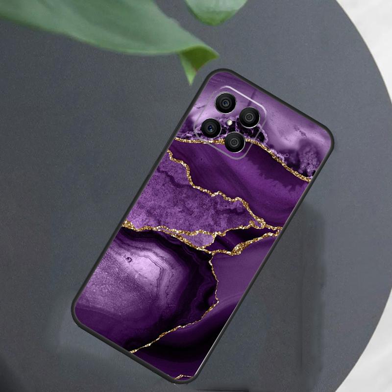 Teal Blue Gold Agate Marble For Honor Magic 7 Lite 6 8 Case For Honor 200 400 Pro 90 70 50 X8c X8b X9a X9b X9c X9d Win RT