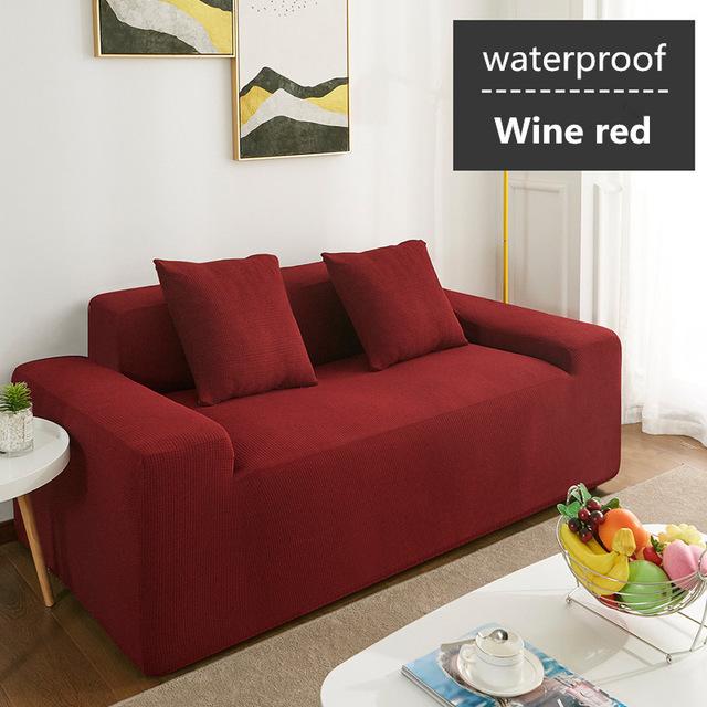 Polar Fleece Living Sofa Cover Universal Waterproof Couch Covers Solid Color Flexible Slipcover Non -Slip Full Wrap Sofa Seat Cushion Covering