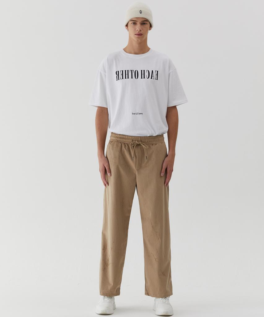TRIP LE SENS Unisex Velvet Pleated Training Pants_Beige Brown