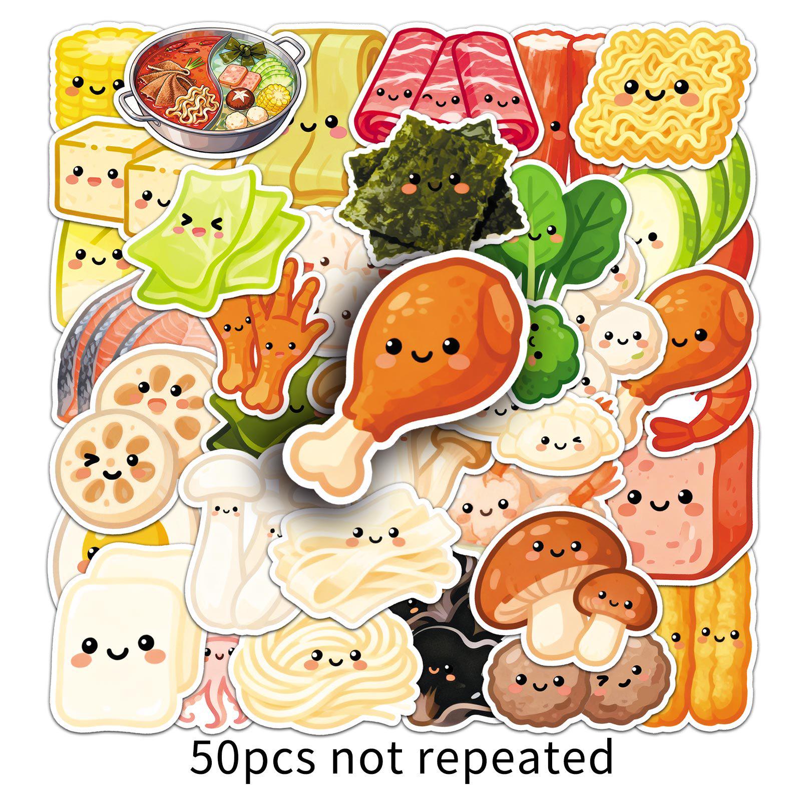 Cute Cartoon Hot Pot Stickers - 50 Sheets of Fun DIY PVC Stickers for Office & Desk