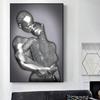 Black Gold Heart Statue Poster: Modern Art Canvas for Living Room Décor