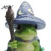 Halloween Wizard Frog Ornament Witch Ornaments, Resin Magic Figurine, Micro-landscape Miniature Unique Collectible Statue for Home Desktop Fish