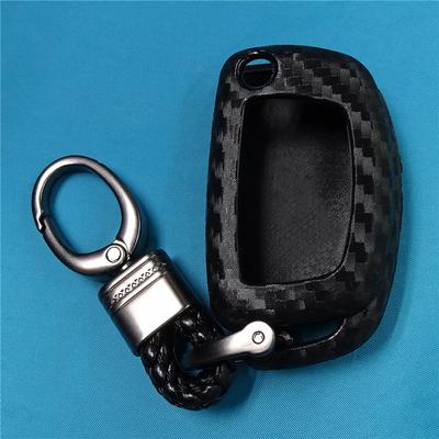 Custodia in silicone in fibra di carbonio per chiave auto per Hyundai Creta I10 I20 Tucson Elantra Santa Fe Telecomando a 3 pulsanti con flip