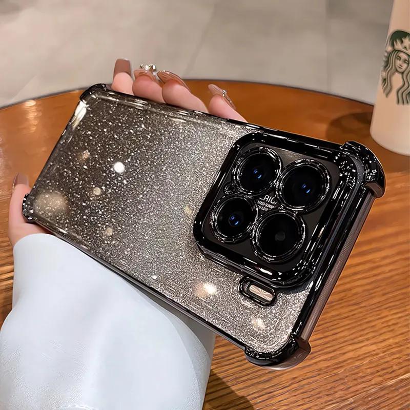 Pouzdro Xiaomi15 Třpytivý Kryt na Telefon Pro Xiaomi 15 14T 13T Redmi Note14 pro POCO X6 X7 pro Zadní Průhledné Luxusní Dámské Pouzdro Mi15
