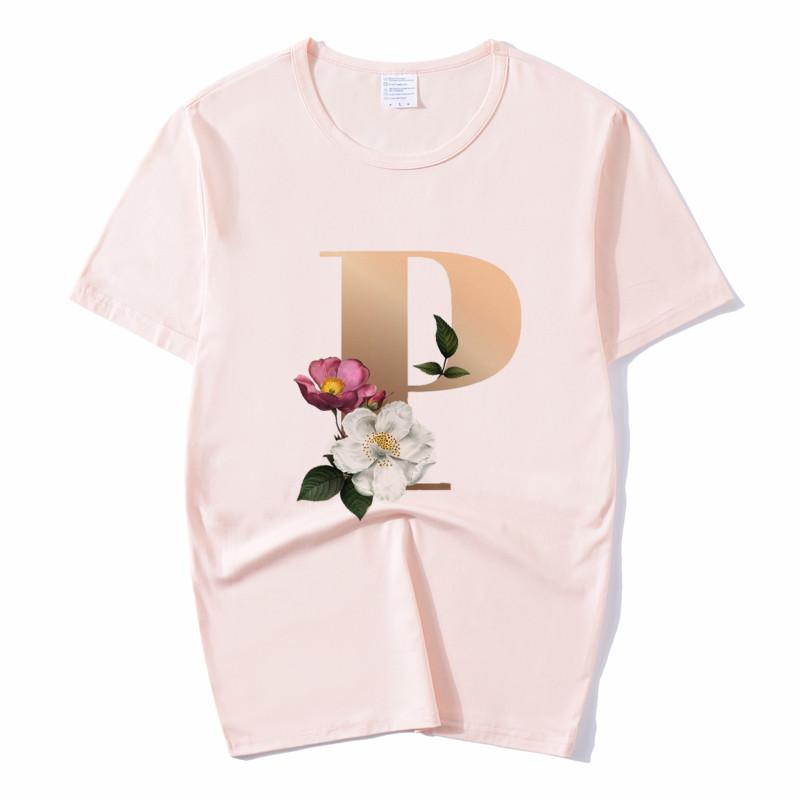 Summer A To Z 26 Alphabet Print Tshirt Cartoon Tees Women Streetwear Funny Casual T