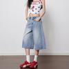 Fashion Bright Red High Waist Straight Wide Leg Cropped Capri Denim Pants For Women Loose Fit Trendy Versatile Slimming FigureFlattering Capri Pants