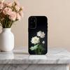 E-Emerald W-White Lotus Phone Case For Samsung S25,24,23,22,30,21,10,9,Ultra,Plus,Lite,FE,4,5 G Soft Black Case