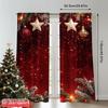 2pcs 2D Flat Printing Merry Christmas Scene Curtains Snowflake Red Christmas Ball Venus Happy New Year Polyester Without