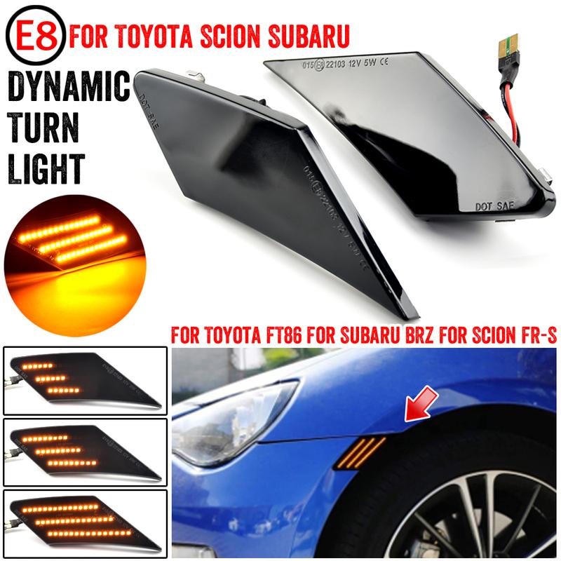 For Toyota 86 FT86 GT86 For Scion FR-S For Subaru BRZ Car LED Dynamic Turn Signal Light Side Marker Fender Lamp Accessories