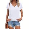 New women's V-neck lid sleeve casual top oversized cute summer fashion basic T-shirt