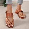22 Summer New European and American Style Large Size Casual Herringbone Wide Strip with Set Toes Solid Color Plain Flat Sandals