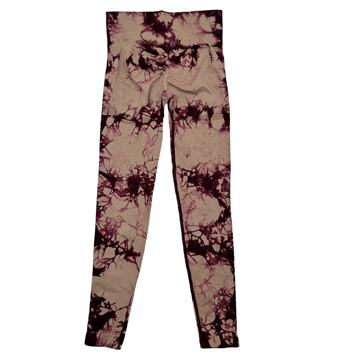 

Быстросохнущие бесшовные штаны для йоги с узором «тай-дай» — эластичные брюки для фитнеса и приподнимания бедер L (120-140 lbs)