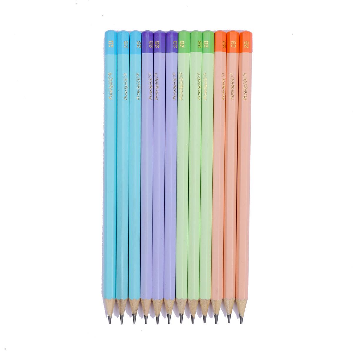

12-Piece Macaron Color 2B Pencil Set for Students & Office - Ideal for Writing & Drawing 2B чорний