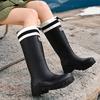 Damen Outdoor Stiefel mit dicker Sohle und Stulpe: Hochschaft Wasserdichte Schuhe für Camping, Strandsuche und Angeln
