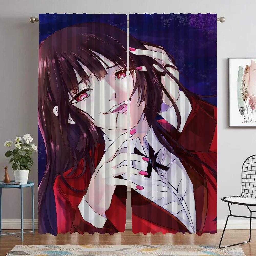 Jabami Yumeko Köksgardiner för Kamera Moderna Vardagsrumsgardiner 2 Delar Rullgardiner Tyll för Sovrum Mörkläggningsgardin Elegant