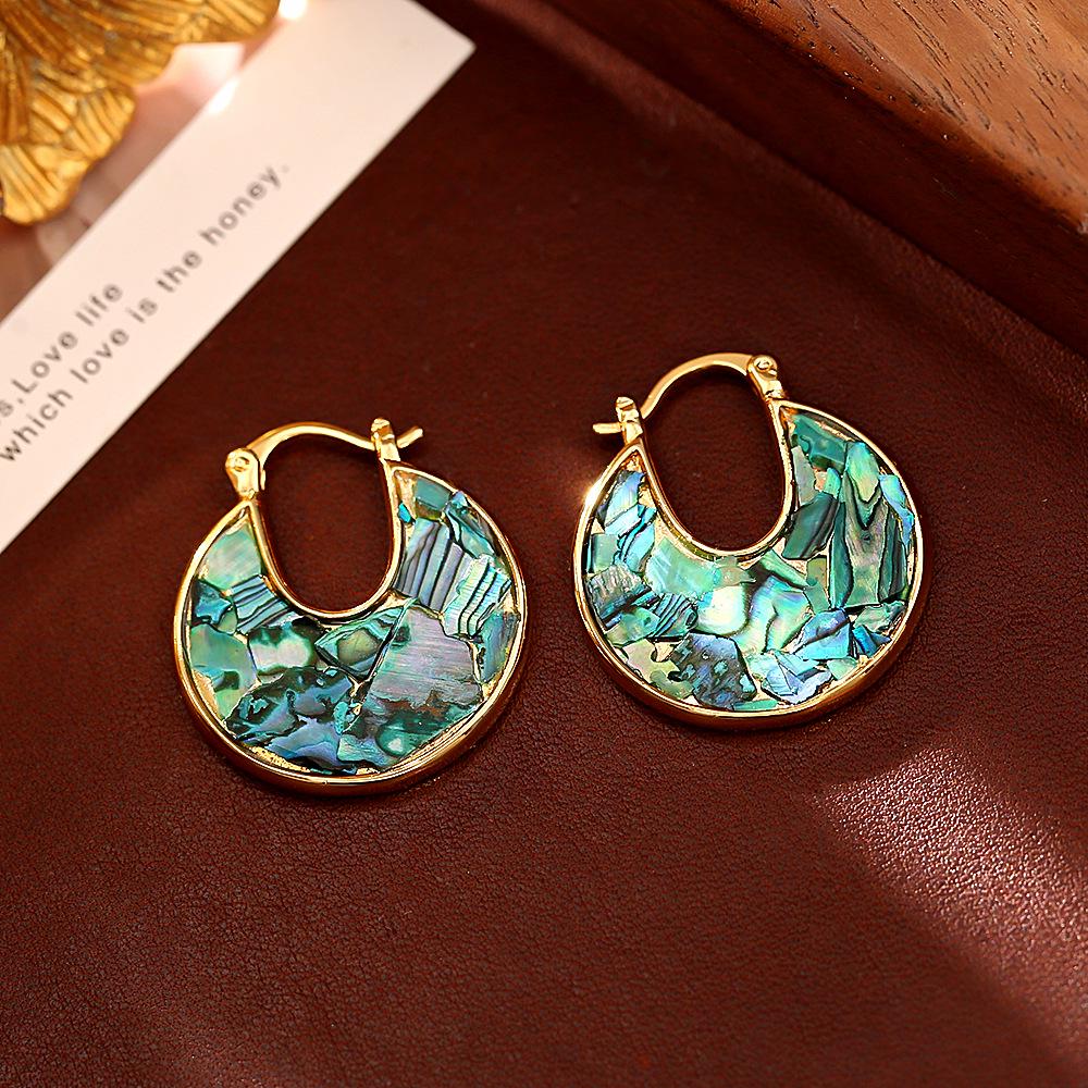 Luxury Natural Abalone Shell Earrings - Sophisticated, Stylish Ear Cuffs for Socialites