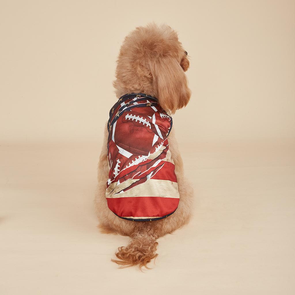 Sports Rugby Pattern Pets Vest Dog American Flag Star Tank Top Breathable Pet Clothes Sleeveless T-Shirt for Puppy Cat Independe