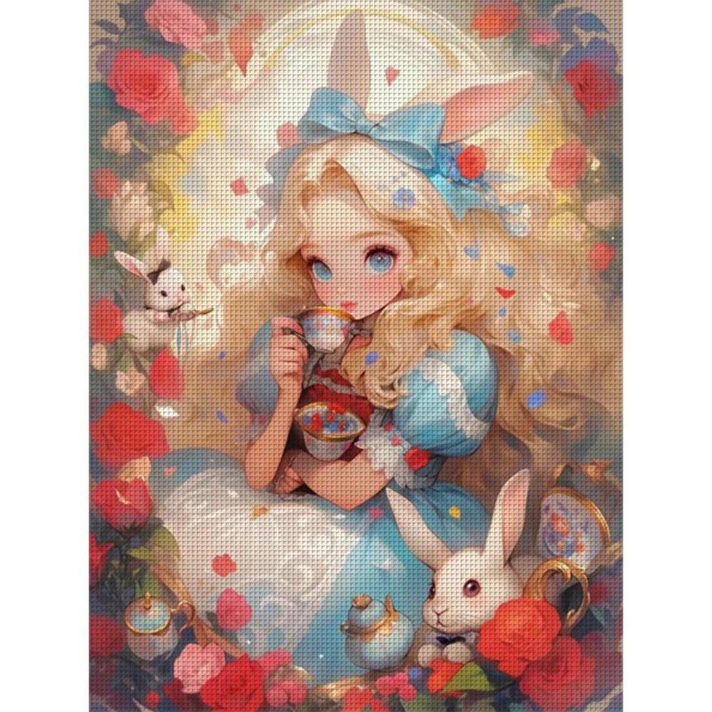 Full Embroidery cotton Thread 11CT Sweet Bunny Girl Cross Stitch Kit 50x65cm