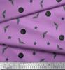 Soimoi Purple Japan Crepe Satin Fabric Moon,Star & Bats Halloween Print Fabric by the Metre 42 Inch