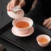 Creative Hand-kneading Flowers Ceramic Gaiwan Handmade Suede Jade Porcelain Tea Tureen Teacup Household Tea Bowl Chinese Teaware