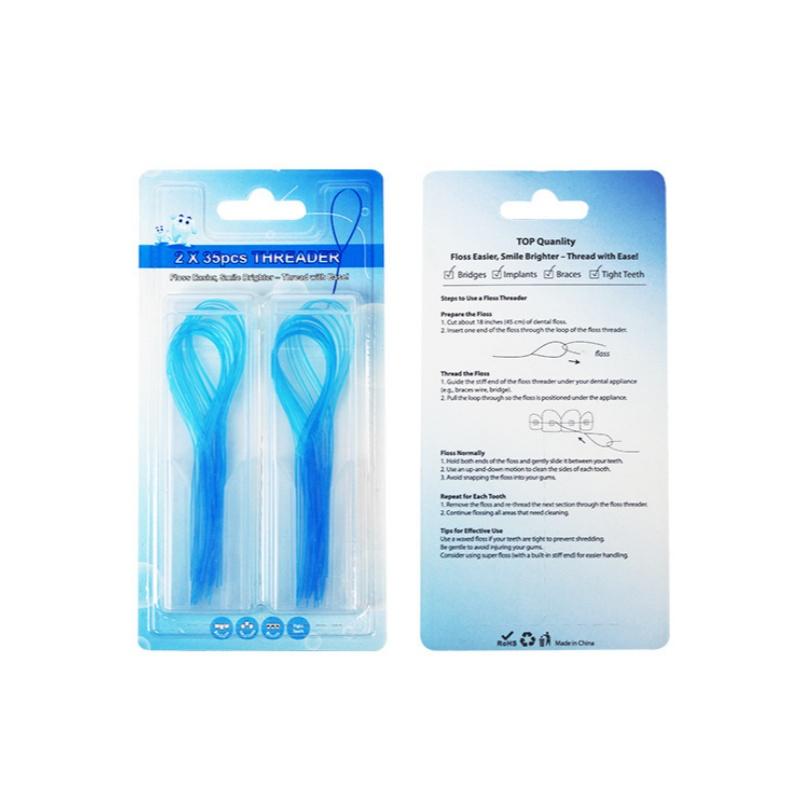 

70 Pcs/Pack Dental Floss Threaders for Braces, Bridges, Implants, Multifunctional Nylon Loop Design for Teeth Deep Clean синий