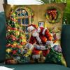 1pcs Set Ultra-Soft Plush Christmas Throw Pillow Covers - Festive Red & Green Design With , Perfect For Home & Car Decor
