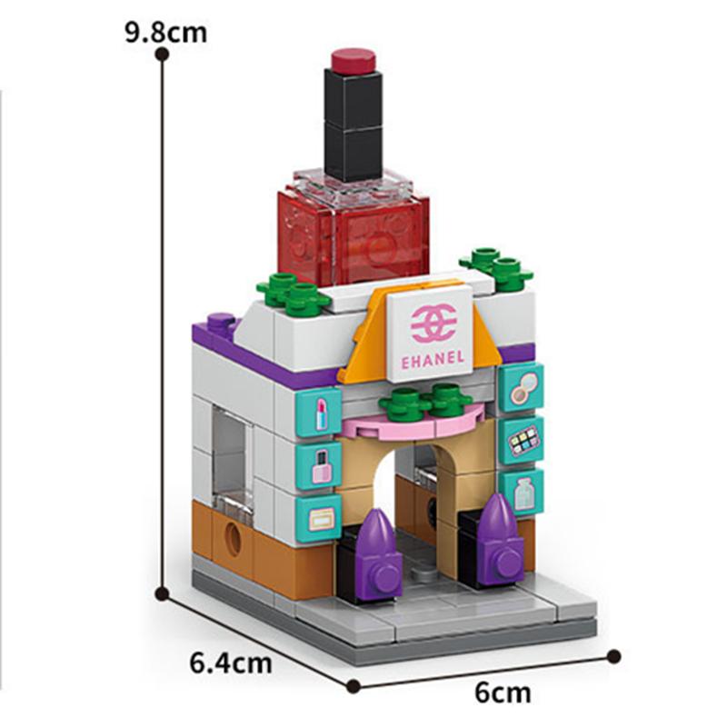 NEW DIY Makeup Convenience Store Flower Shop Hair Salon Piano Game Hall Fruit Bookstore Building Blocks Bricks Movie Model Toy