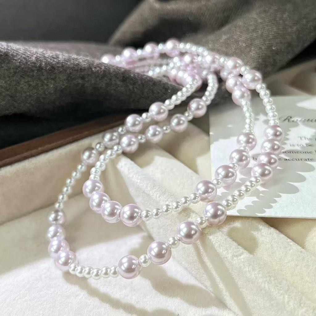 Vintage Strong Light High Quality Strong Light Artificial Crystal Pearl Necklace Collarbone Chain