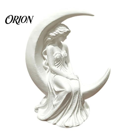 Elegant Handcrafted Home Ornaments Moon Girl Figurine, 3D Printed Mystical On Crescent Small Statue for Tabletop Statue, Collectible Sculpture Bedroom