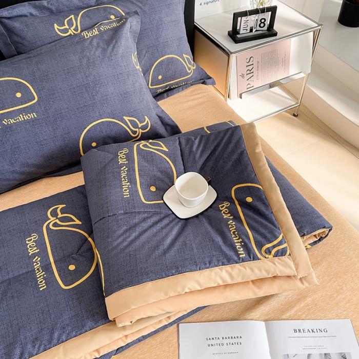 Simple Modern Air Condition Thin Blanket Summer Quilt Cotton Fluffy Plaid Blanket On The Bed Comfortable Comforter