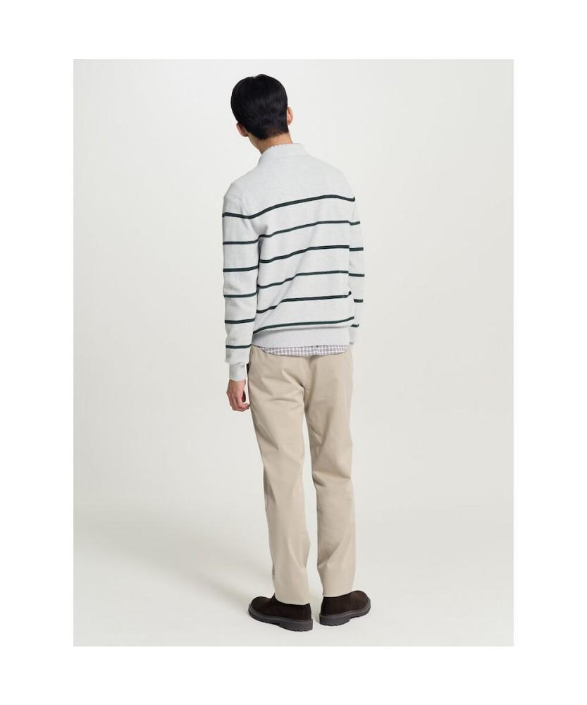 Binpolmen Striped Collared Knit Gray