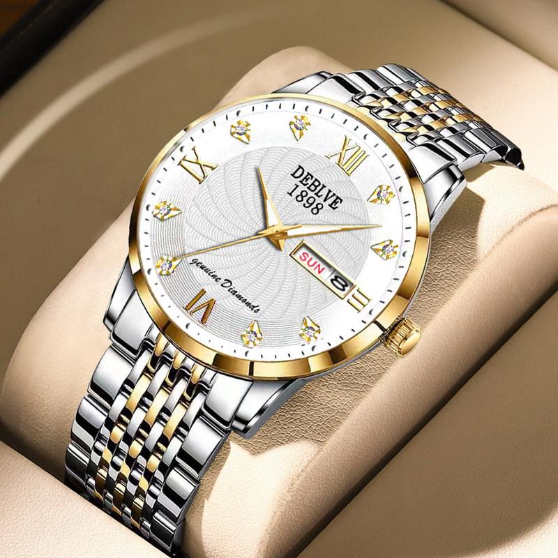 Men's Business Leisure Watch Steel Belt Calendar Night Light Quartz Watch
