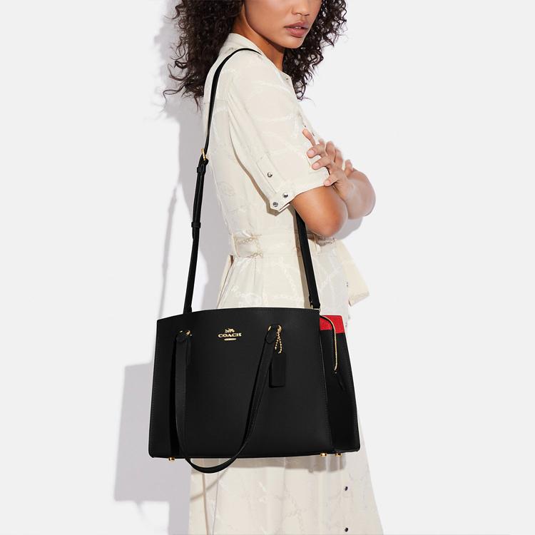 Coach Tatum 35 Large Capacity Leather Tote Crossbody Shoulder Bag Women bags Black C4078-IMF2L