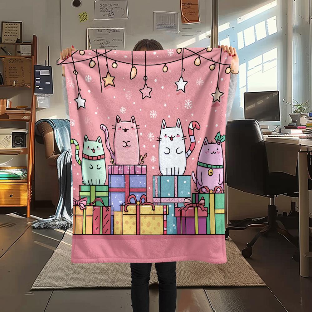 Cat Gifts Print Flannel Blanket, High quality Comfortable for All Seasons, Home Decor, Warmth and Comfort